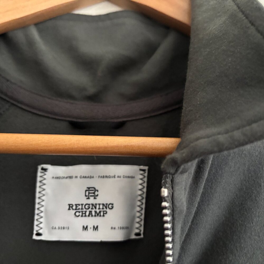 Reigning Champ Olive Green Quarter Zip Long Sleeve Polo - Medium - Picture 3 of 9